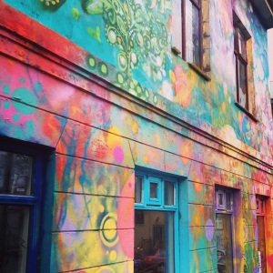 A random, fabulously rainbow coloured building I chanced across. on a side street