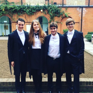Liam, Josh, Cyprien and me in our Sub Fusc, before Matriculation. 
